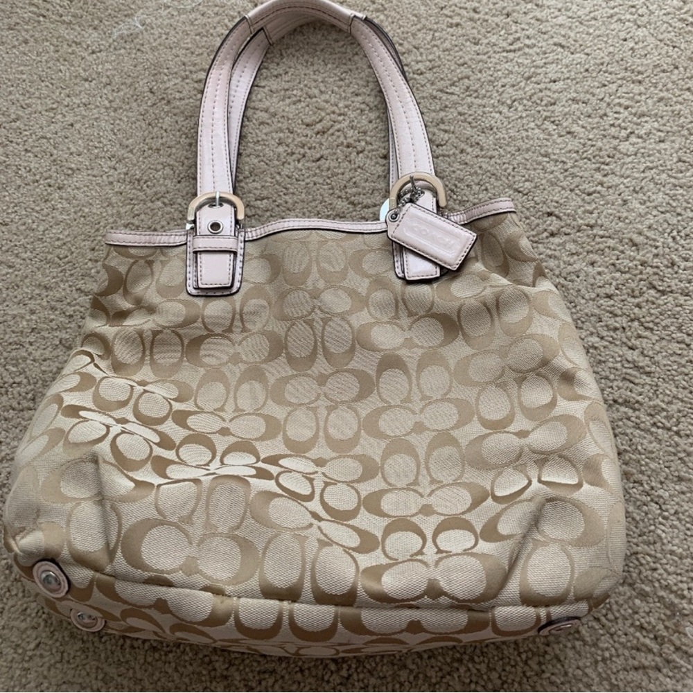 Coach Tan Signature Pattern Handbag